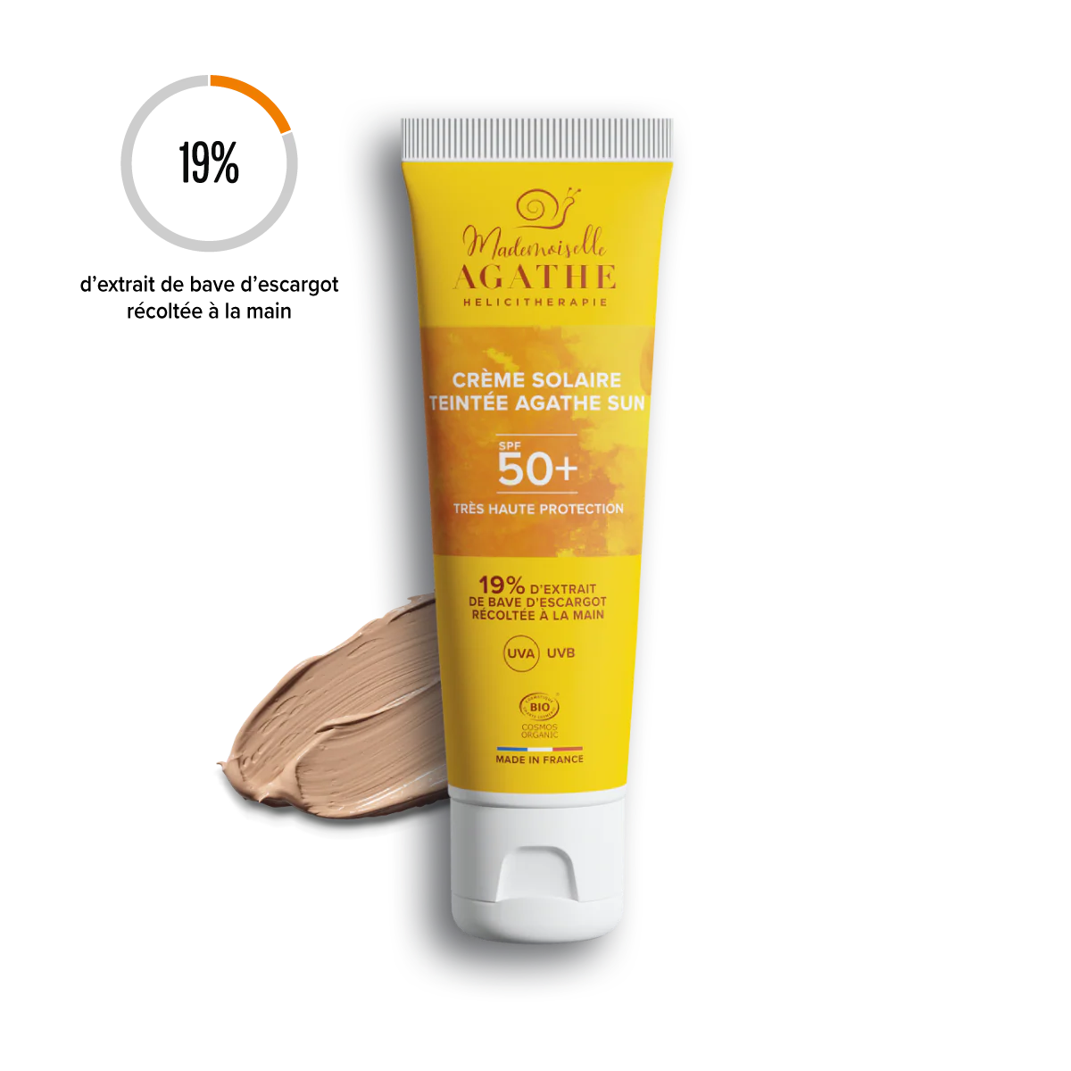 Crème solaire certifiée bio - teintée spf50+