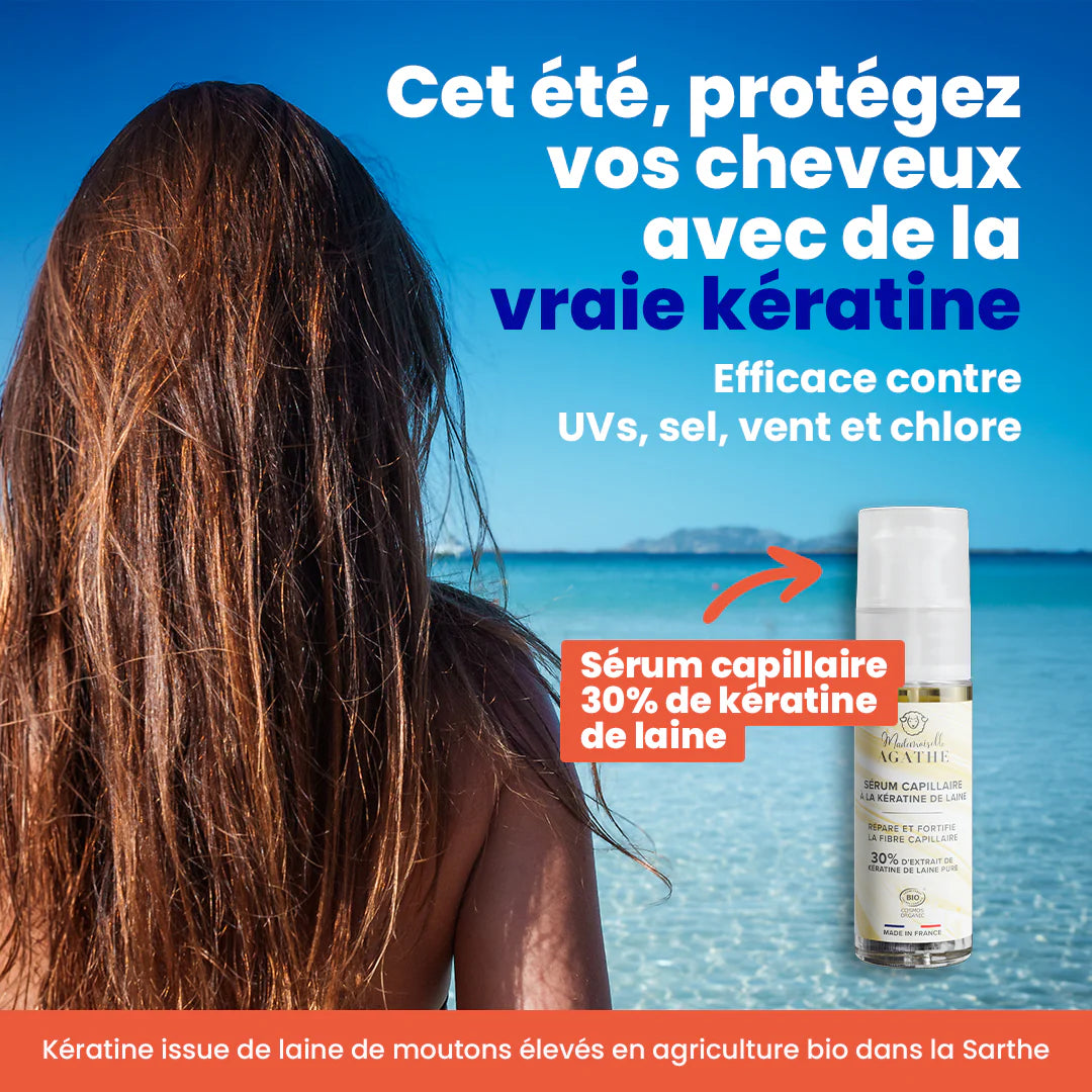 Organic Certified Wool Keratin Hair Serum - repairs & protects